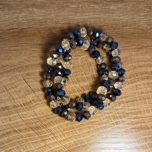 Elegant Beaded Bracelet - Blue, Gold, and Brown